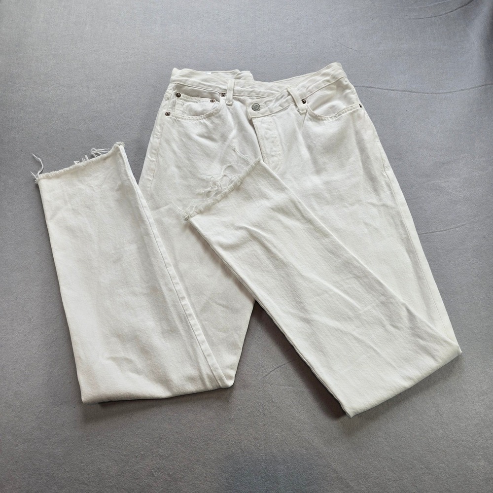 AGOLDE Criss Cross Upsized Jeans 27 White High Rise Straight Leg Denim